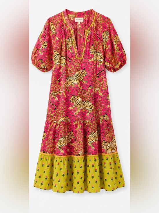 Printfresh Dresses & Skirts - Printfresh Leopard Mirage Pink Palace Midi Dress NWOT Anthropologie M